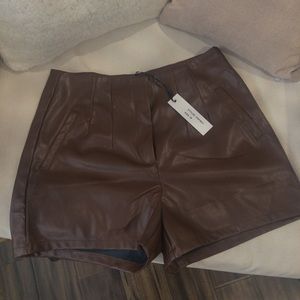 Brown Leather Shorts